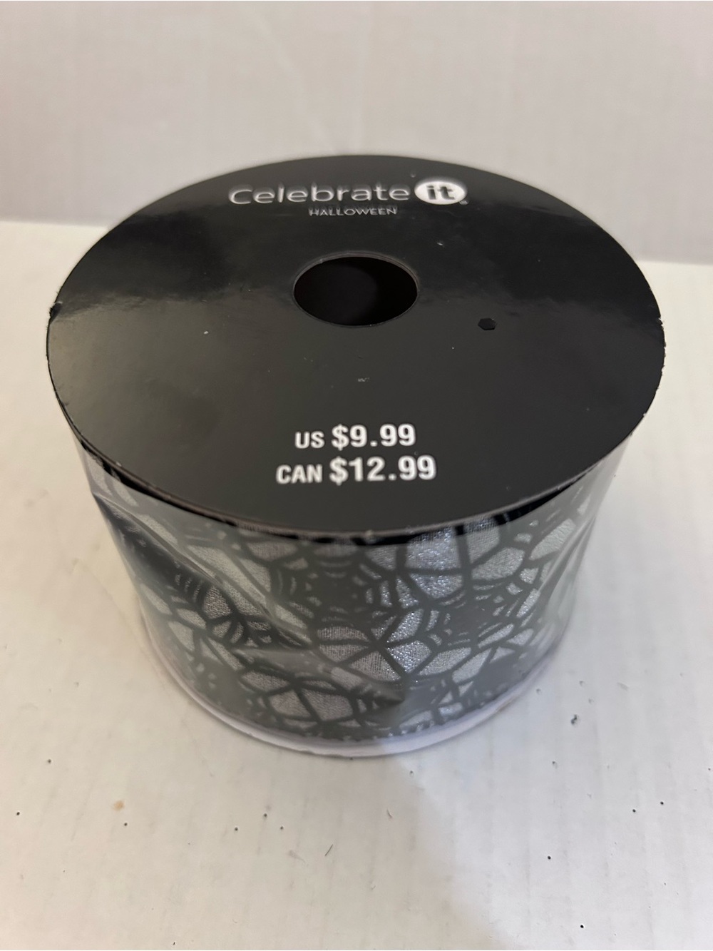 Celebrate It Black Spiderweb wired Decorative Ribbon 2-1/2”